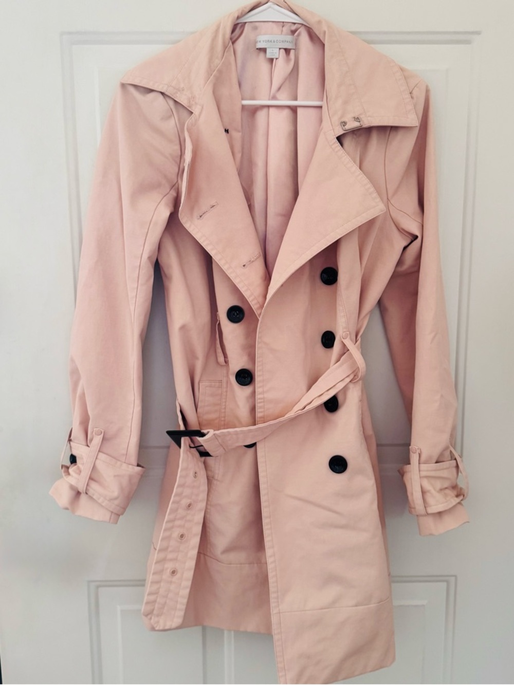 New York & Company - Women’s (M) Blush Pink Double Breasted Trench Coat, Jacket